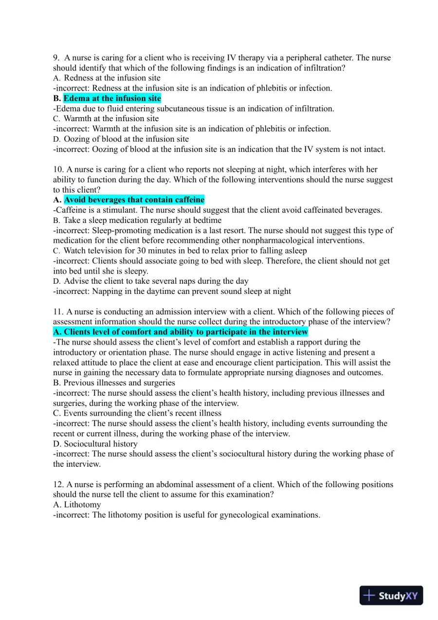 2021-2022 ATI Fundamentals Proctored Exam with Answers (400 Solved Questions), page 6