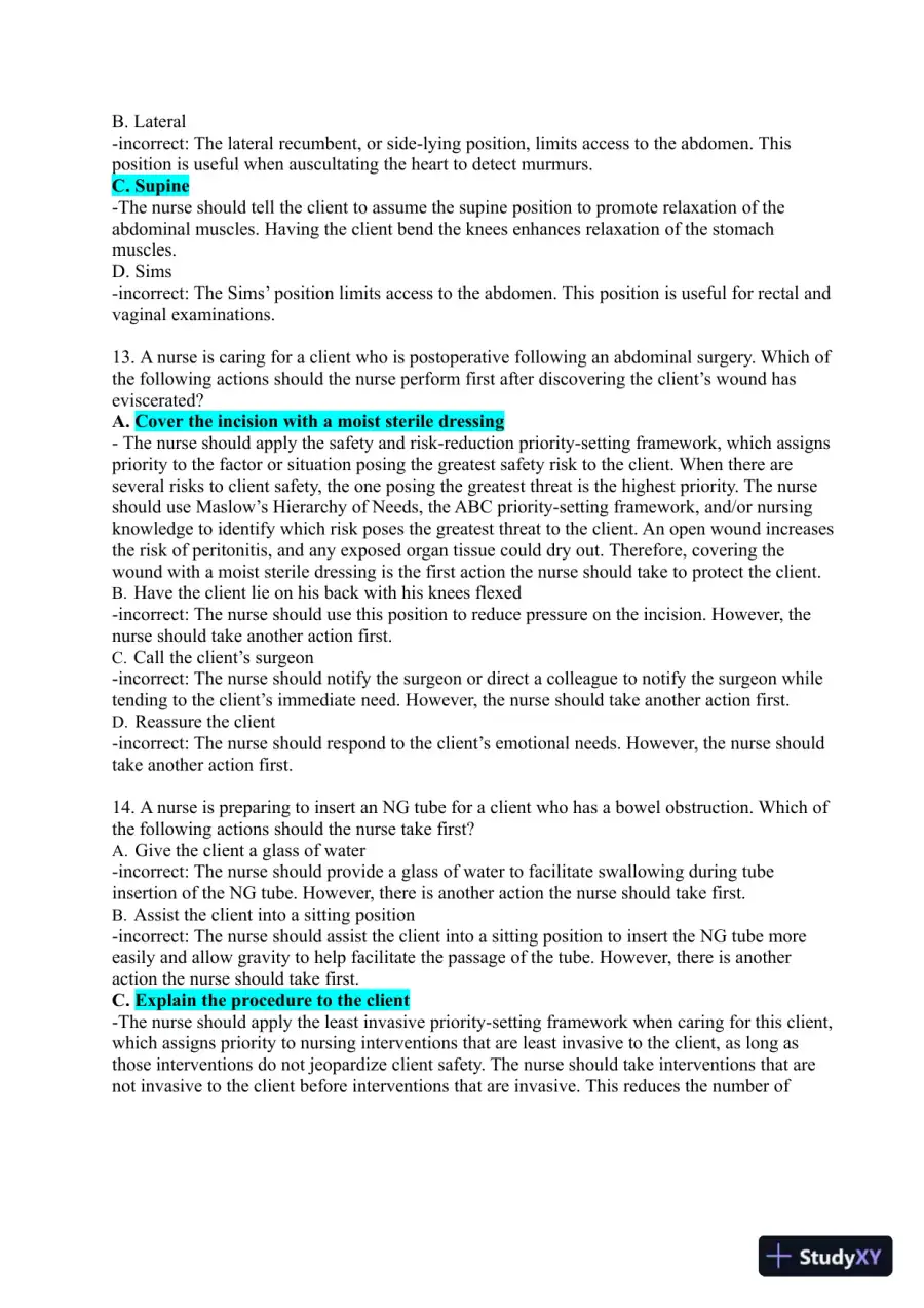 2021-2022 ATI Fundamentals Proctored Exam with Answers (400 Solved Questions), page 7