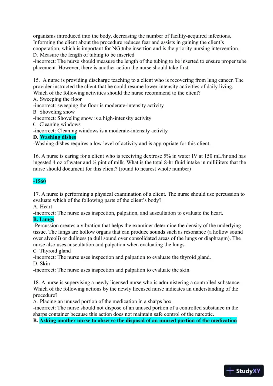 2021-2022 ATI Fundamentals Proctored Exam with Answers (400 Solved Questions), page 8