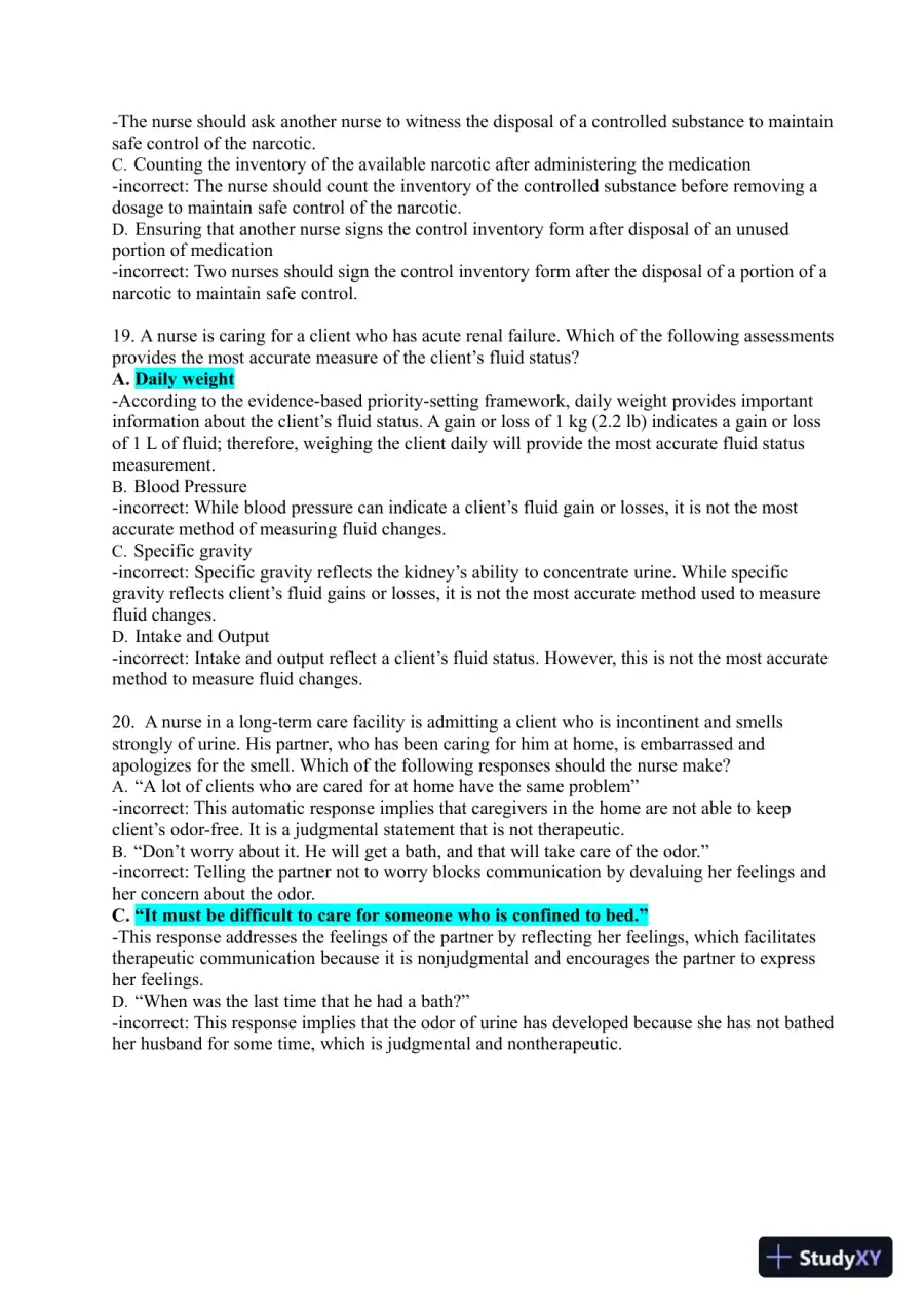 2021-2022 ATI Fundamentals Proctored Exam with Answers (400 Solved Questions), page 9