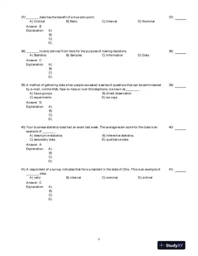Test Bank for Business Statistics, 2nd Edition - Page 10 preview image