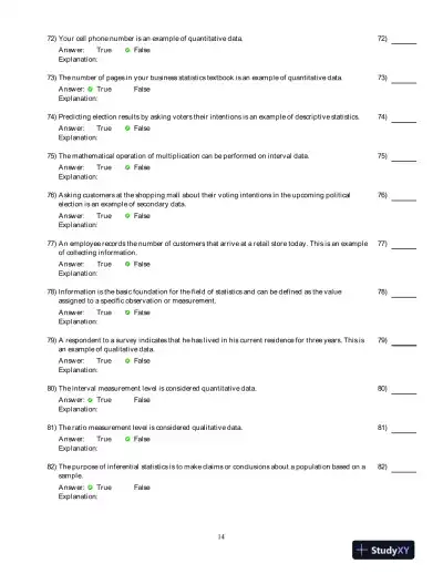 Test Bank for Business Statistics, 2nd Edition - Page 15 preview image
