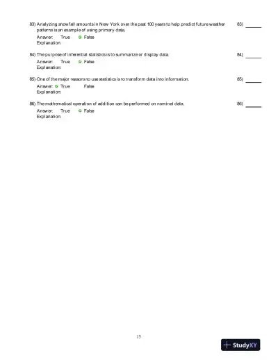 Test Bank for Business Statistics, 2nd Edition - Page 16 preview image