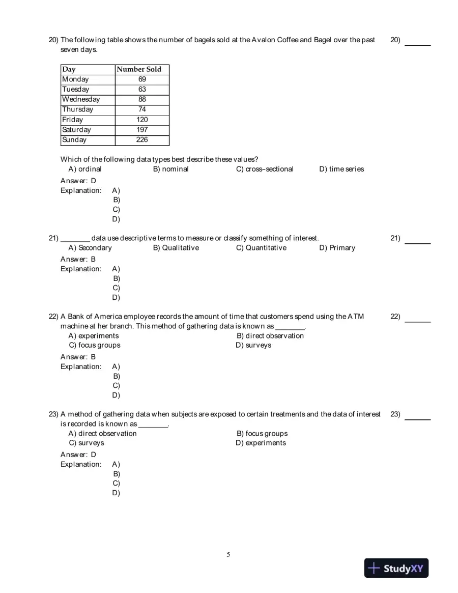 Test Bank for Business Statistics, 2nd Edition, page 6