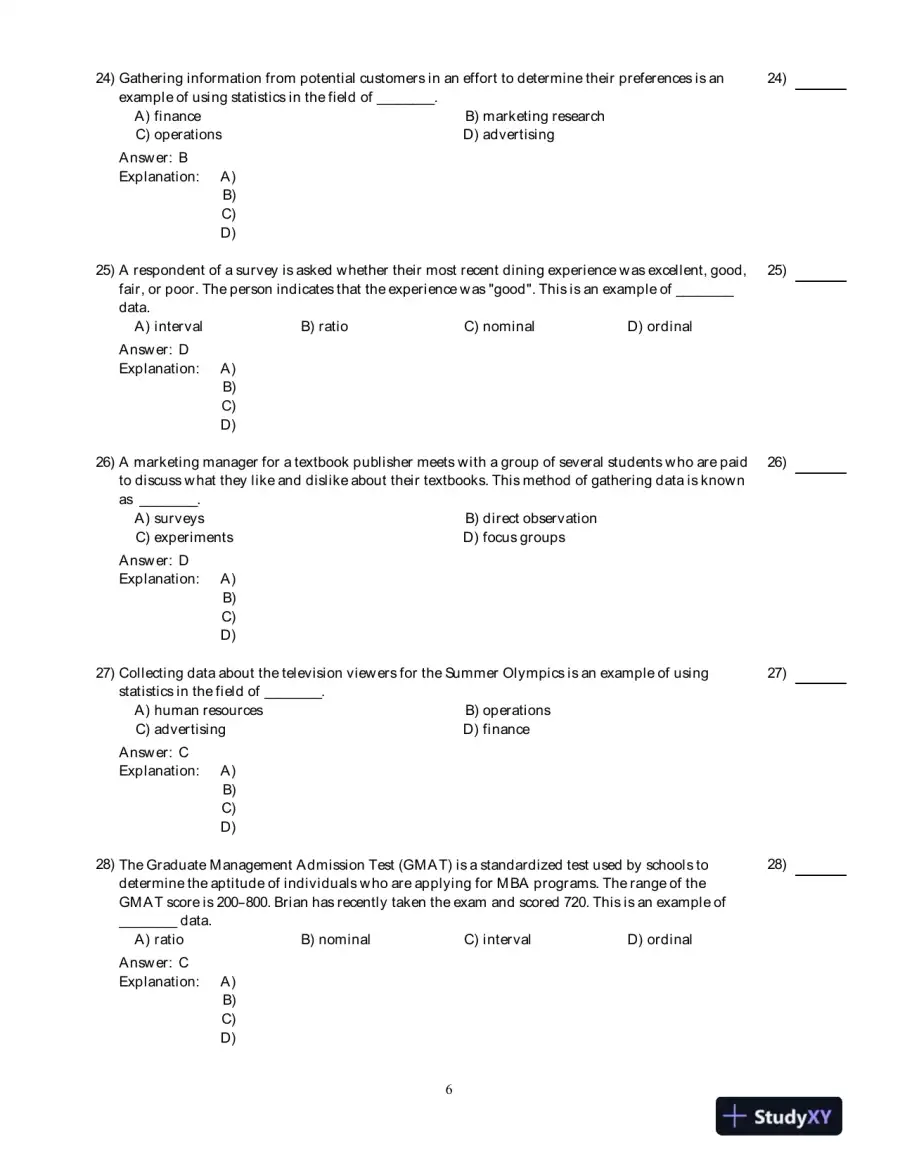 Test Bank for Business Statistics, 2nd Edition, page 7
