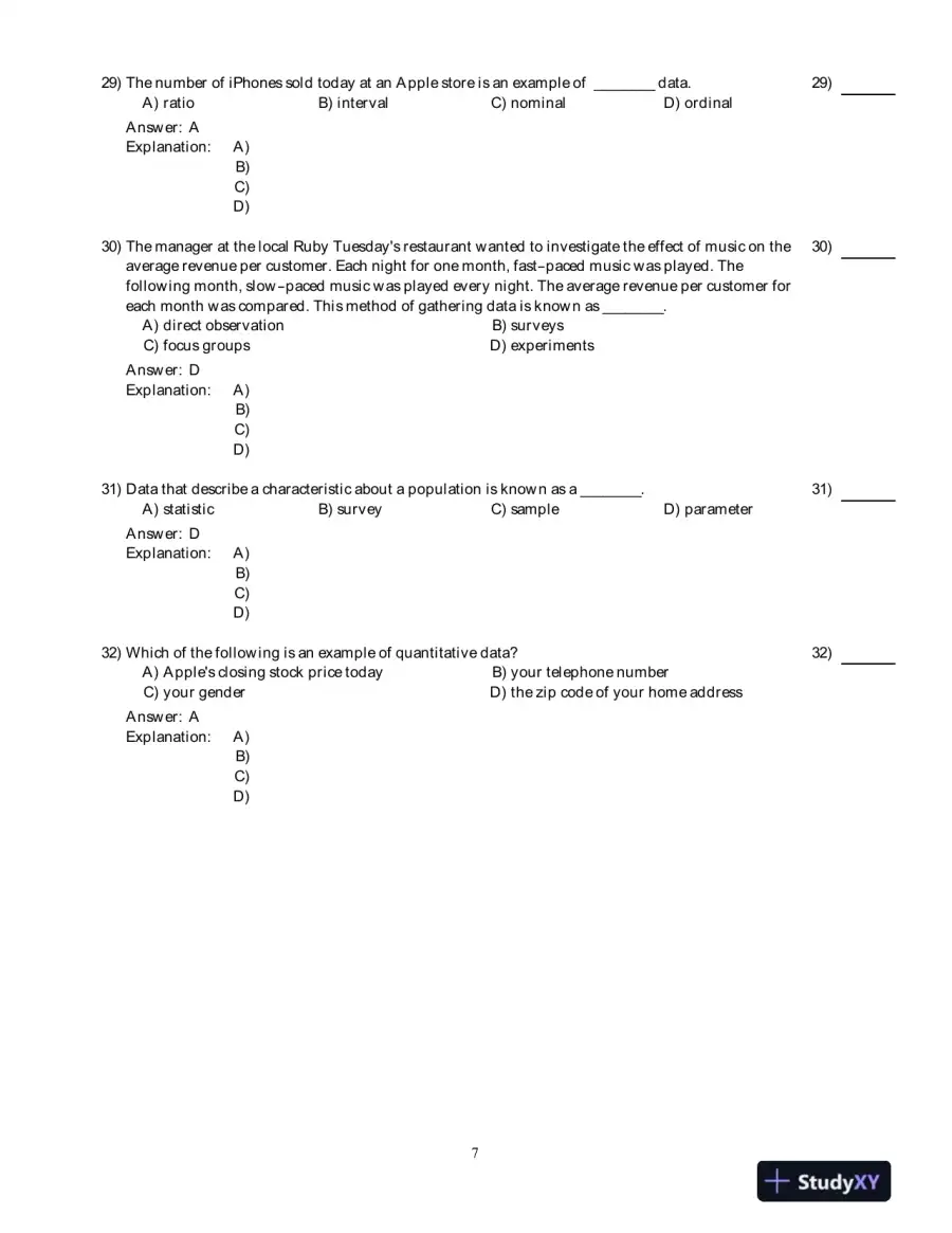Test Bank for Business Statistics, 2nd Edition, page 8