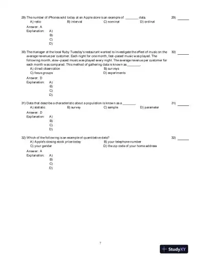Test Bank for Business Statistics, 2nd Edition - Page 8 preview image
