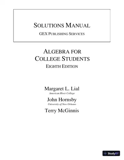 Algebra for College Students, 8th Edition Solution Manual - Page 1 preview image