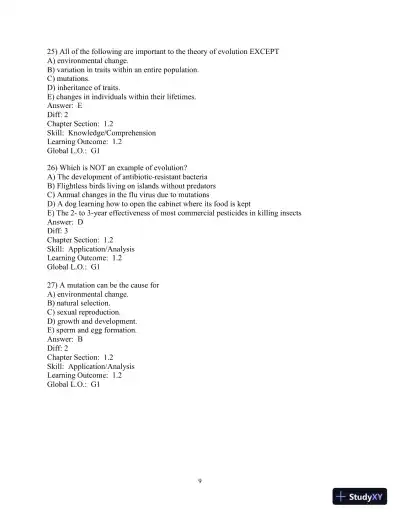 Solution Manual for Biology Life on Earth, 11th Edition - Page 10 preview image