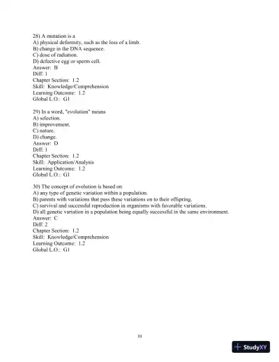Solution Manual for Biology Life on Earth, 11th Edition - Page 11 preview image
