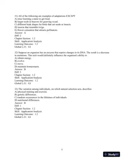 Solution Manual for Biology Life on Earth, 11th Edition - Page 12 preview image