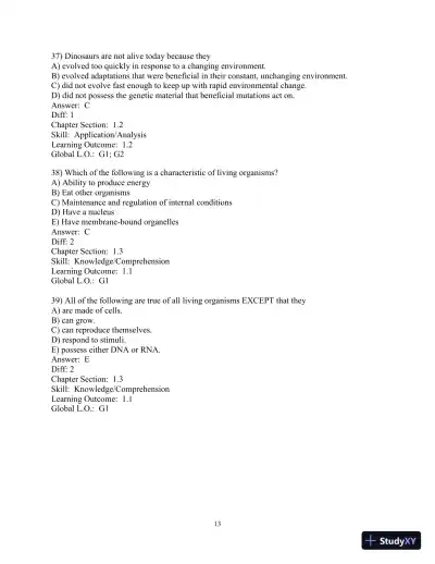 Solution Manual for Biology Life on Earth, 11th Edition - Page 14 preview image