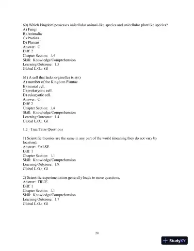 Solution Manual for Biology Life on Earth, 11th Edition - Page 21 preview image