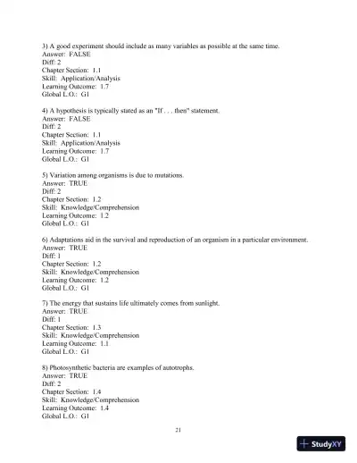 Solution Manual for Biology Life on Earth, 11th Edition - Page 22 preview image