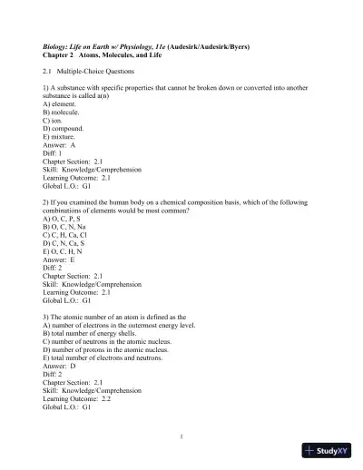 Solution Manual for Biology Life on Earth, 11th Edition - Page 30 preview image