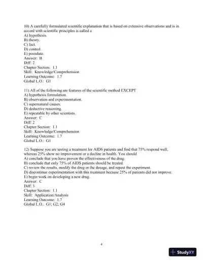Solution Manual for Biology Life on Earth, 11th Edition - Page 5 preview image