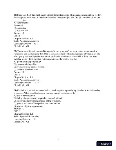 Solution Manual for Biology Life on Earth, 11th Edition - Page 9 preview image