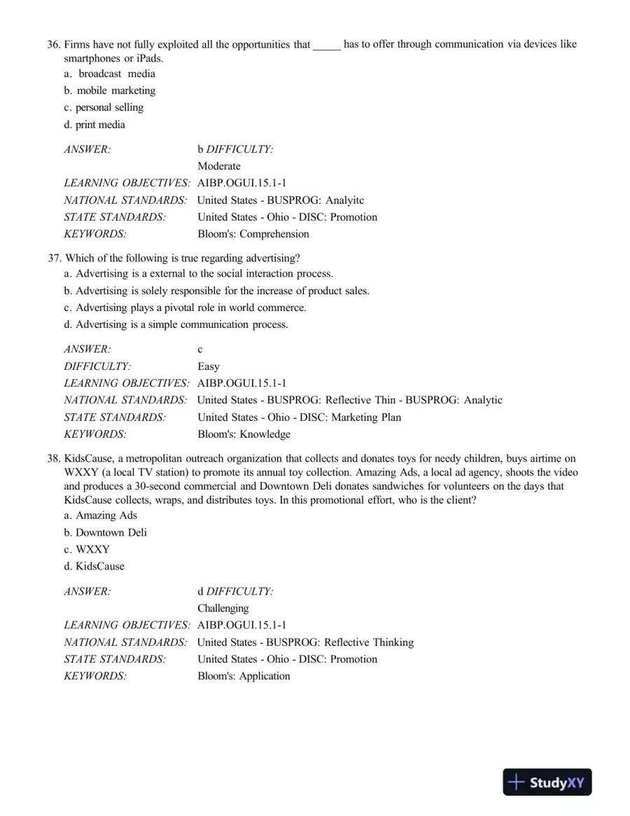 Test Bank For Advertising And Integrated Brand Promotion, 7th Edition, page 11