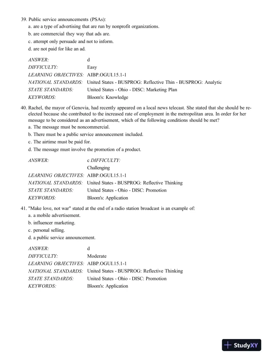 Test Bank For Advertising And Integrated Brand Promotion, 7th Edition, page 12