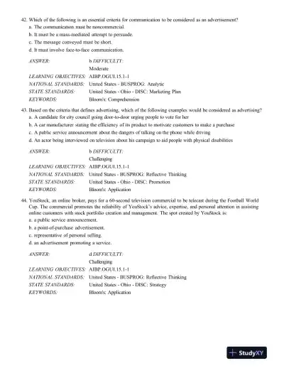 Test Bank For Advertising And Integrated Brand Promotion, 7th Edition - Page 13 preview image