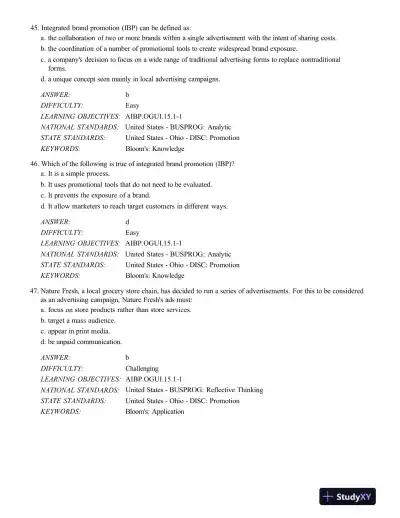 Test Bank For Advertising And Integrated Brand Promotion, 7th Edition - Page 14 preview image