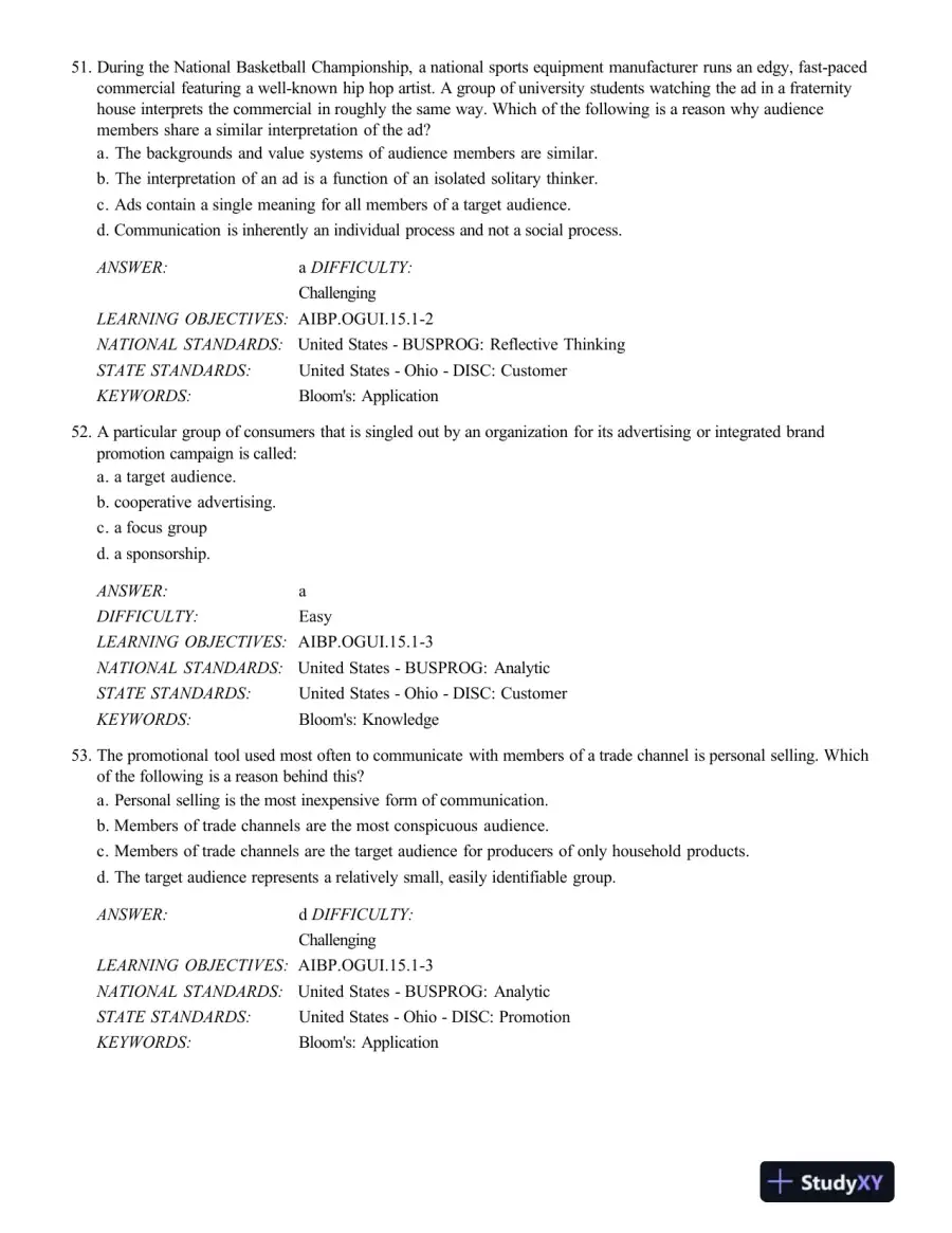 Test Bank For Advertising And Integrated Brand Promotion, 7th Edition, page 16