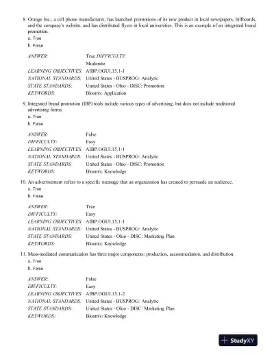 Test Bank For Advertising And Integrated Brand Promotion, 7th Edition - Page 4 preview image