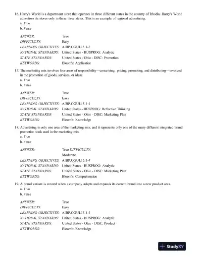 Test Bank For Advertising And Integrated Brand Promotion, 7th Edition - Page 6 preview image