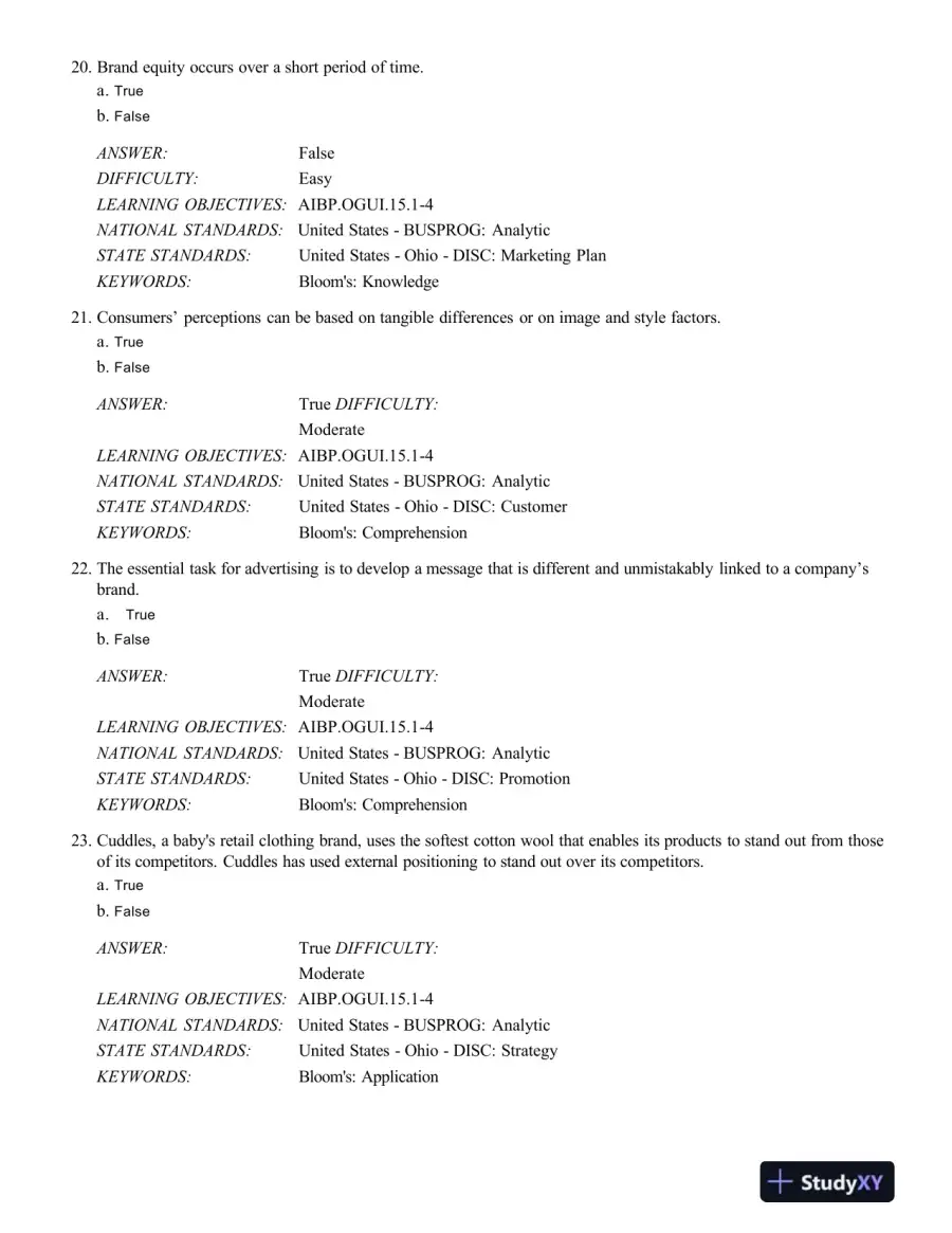 Test Bank For Advertising And Integrated Brand Promotion, 7th Edition, page 7