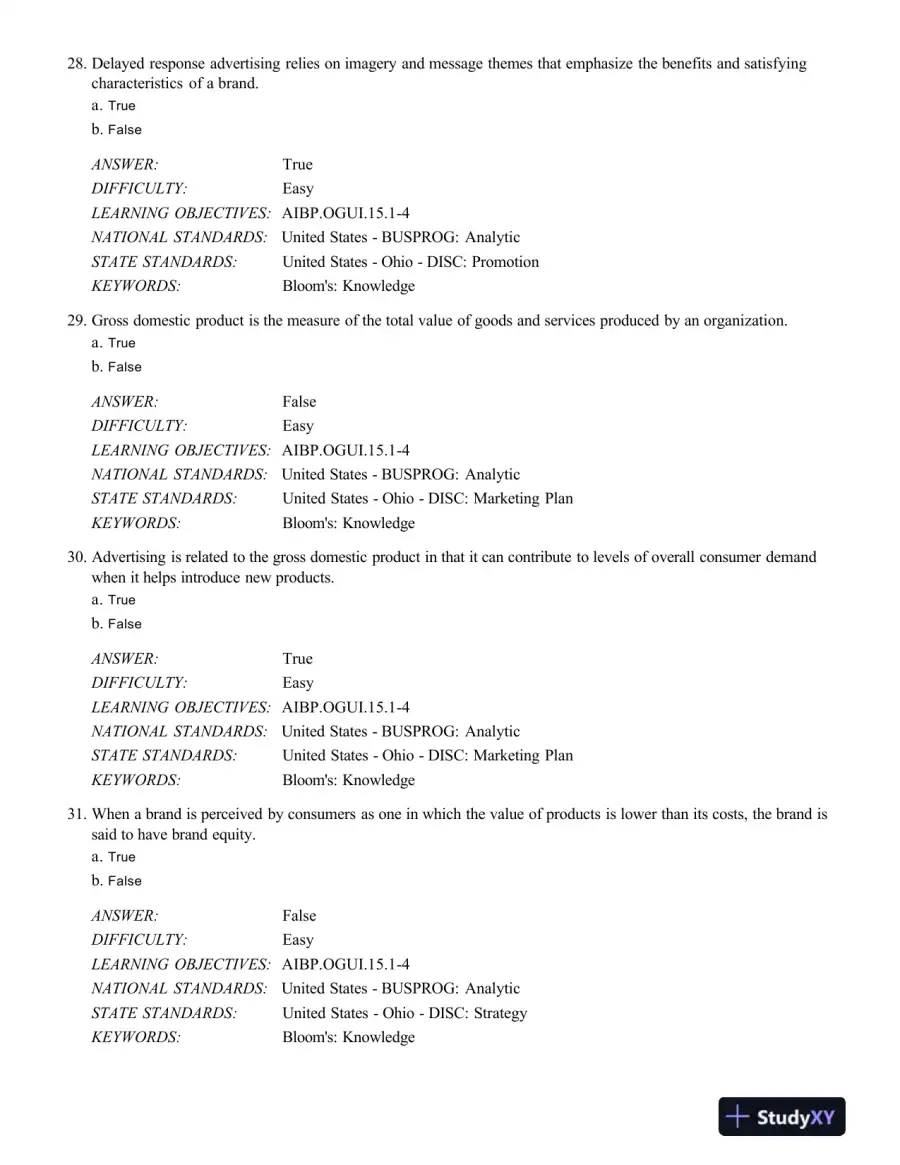 Test Bank For Advertising And Integrated Brand Promotion, 7th Edition, page 9