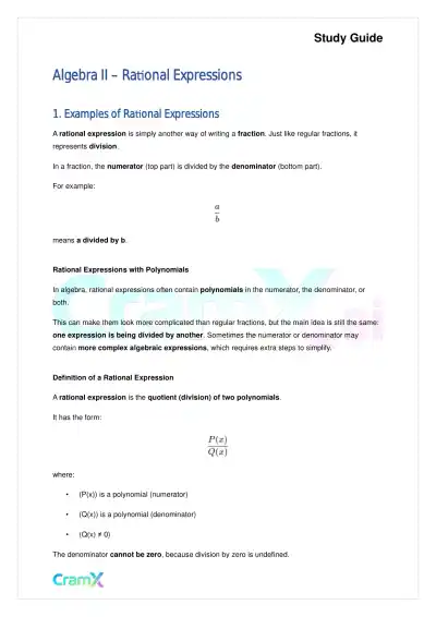 Algebra II - Rational Expressions - Page 1 preview image