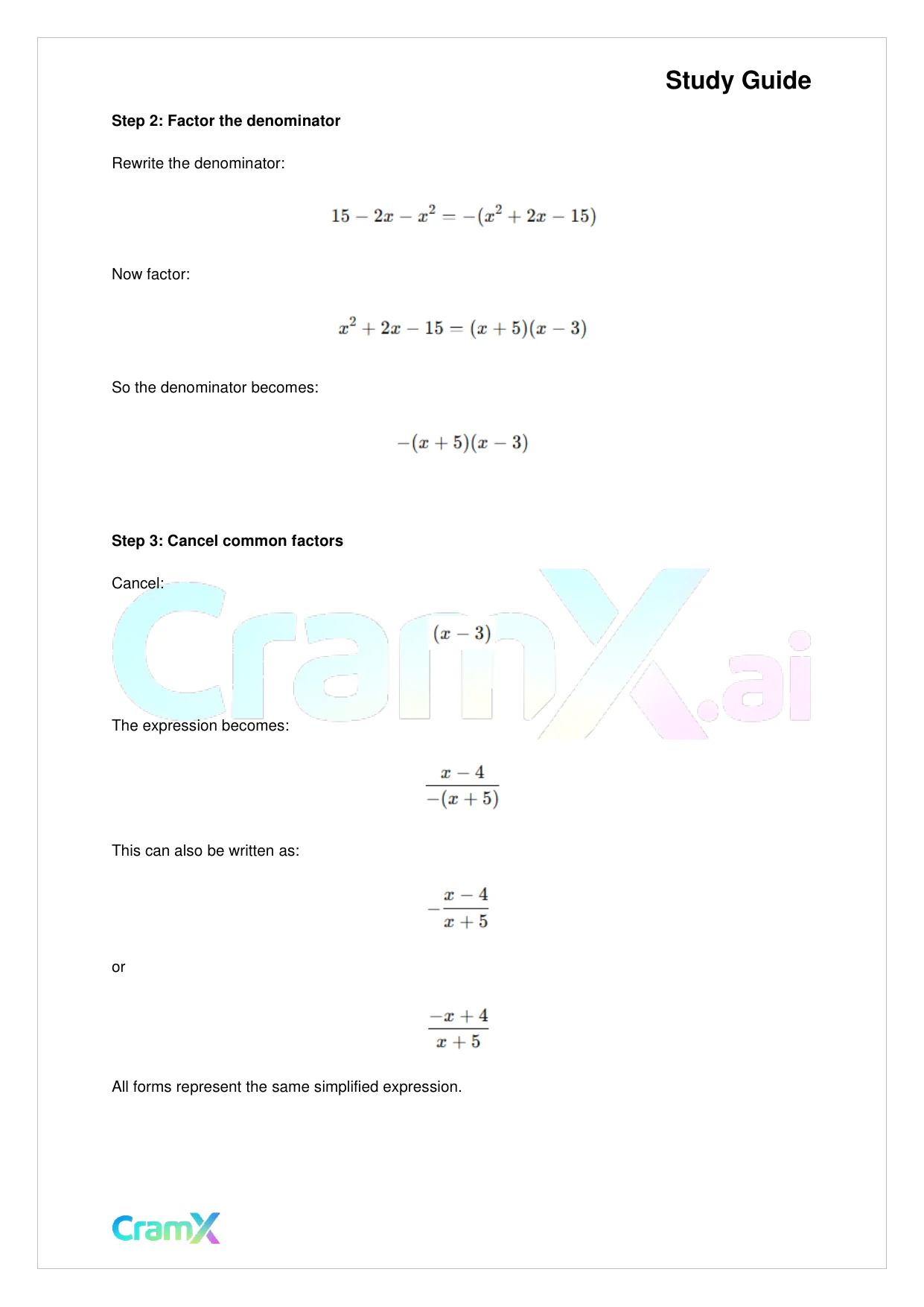 Algebra II - Rational Expressions - Page 10 preview image