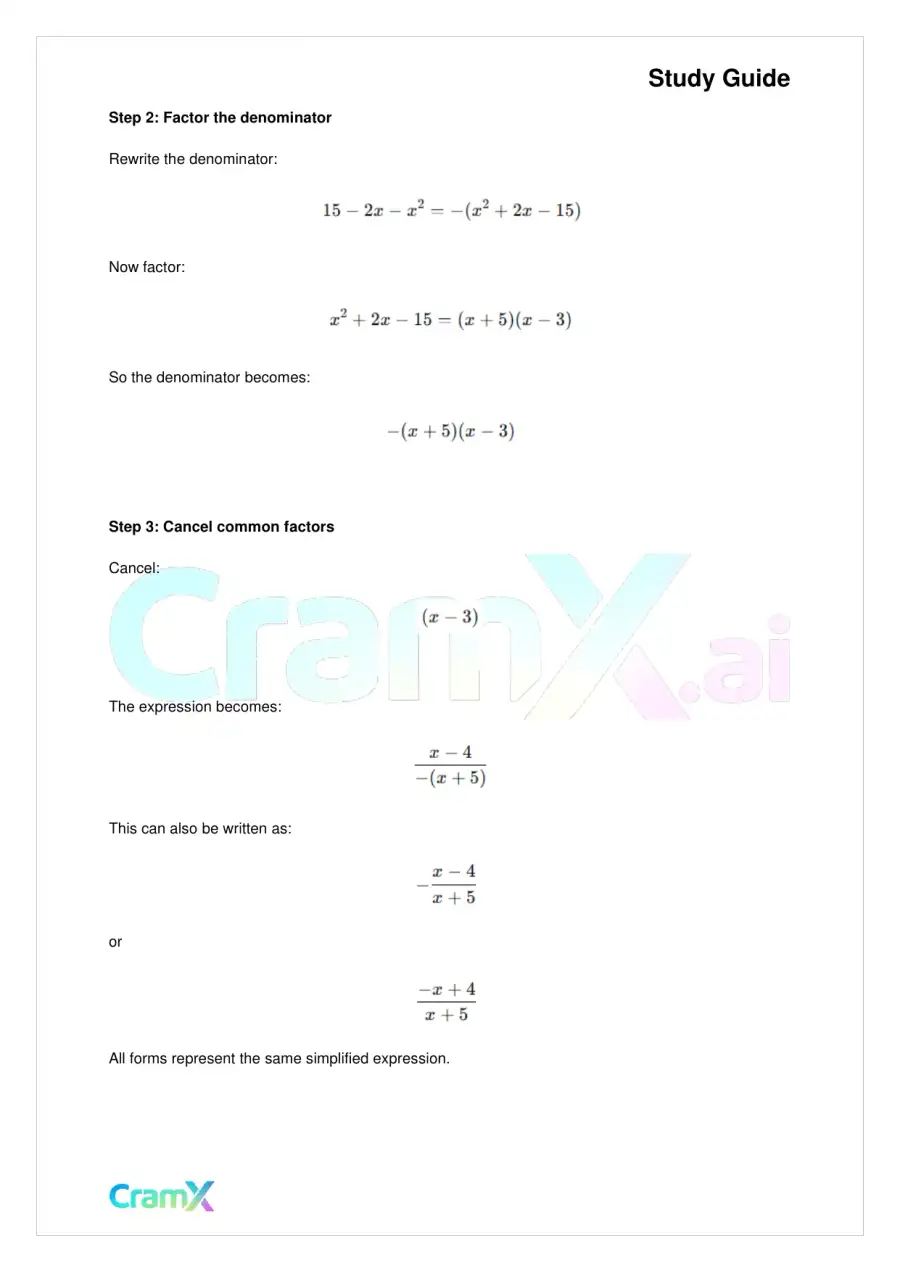 Algebra II - Rational Expressions, page 10