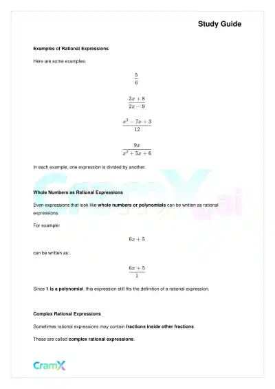 Algebra II - Rational Expressions - Page 2 preview image