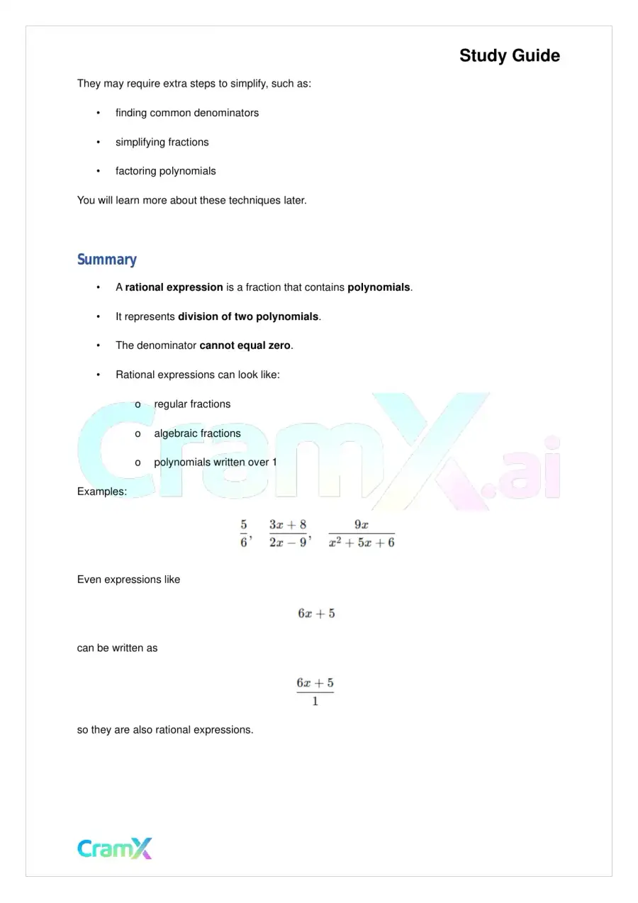 Algebra II - Rational Expressions, page 3