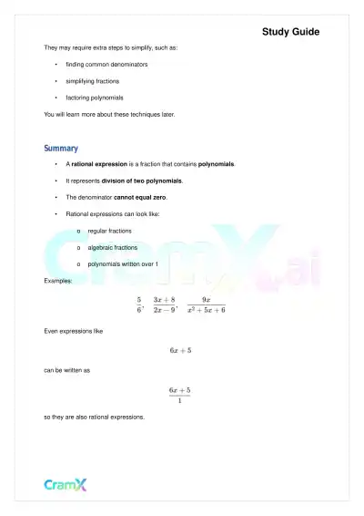 Algebra II - Rational Expressions - Page 3 preview image