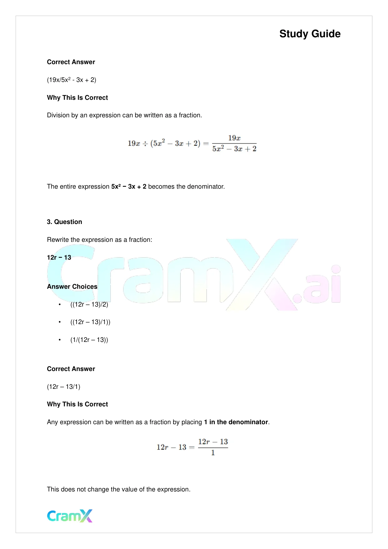 Algebra II - Rational Expressions - Page 5 preview image