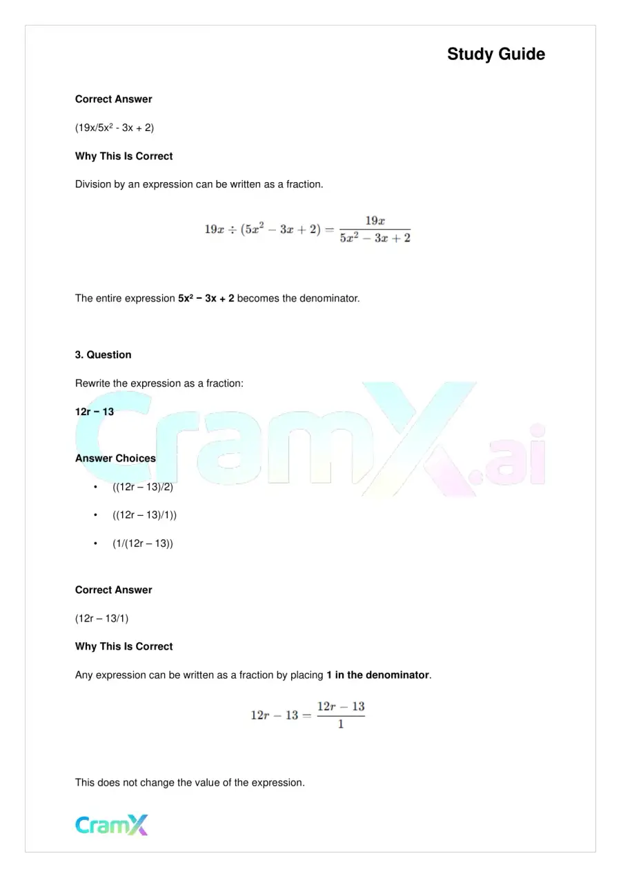 Algebra II - Rational Expressions, page 5