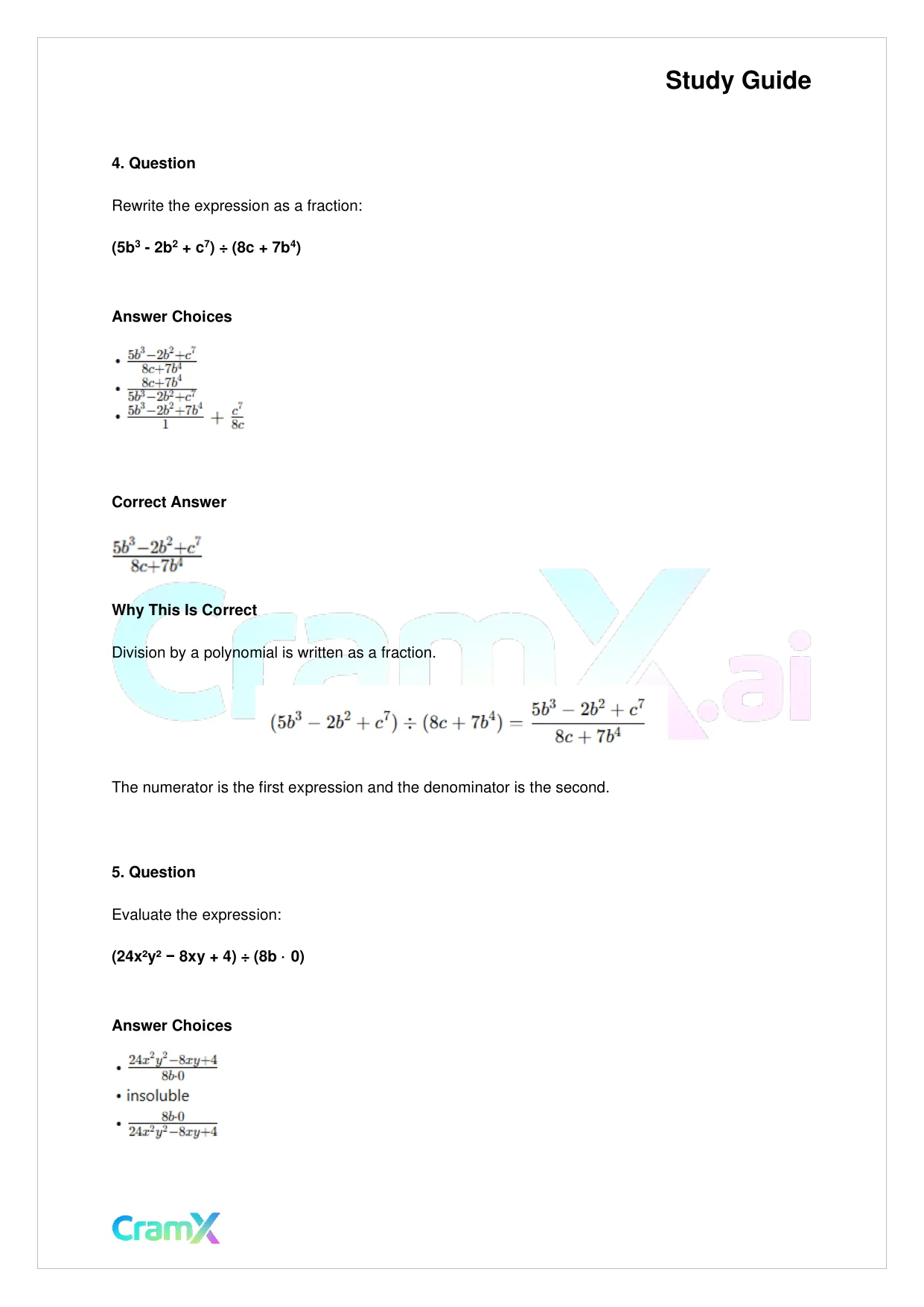 Algebra II - Rational Expressions - Page 6 preview image