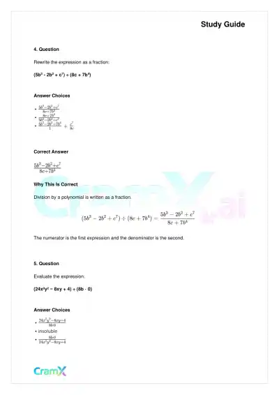 Algebra II - Rational Expressions - Page 6 preview image