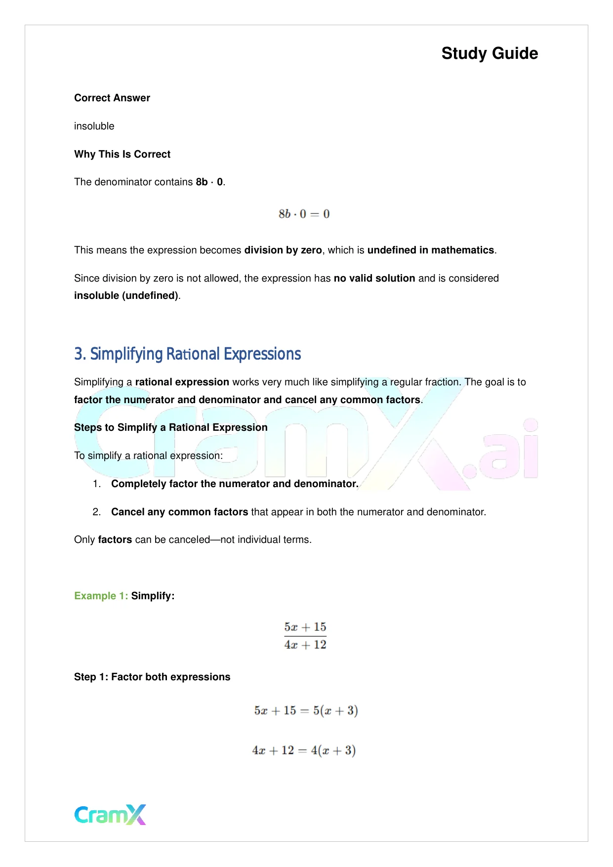 Algebra II - Rational Expressions - Page 7 preview image
