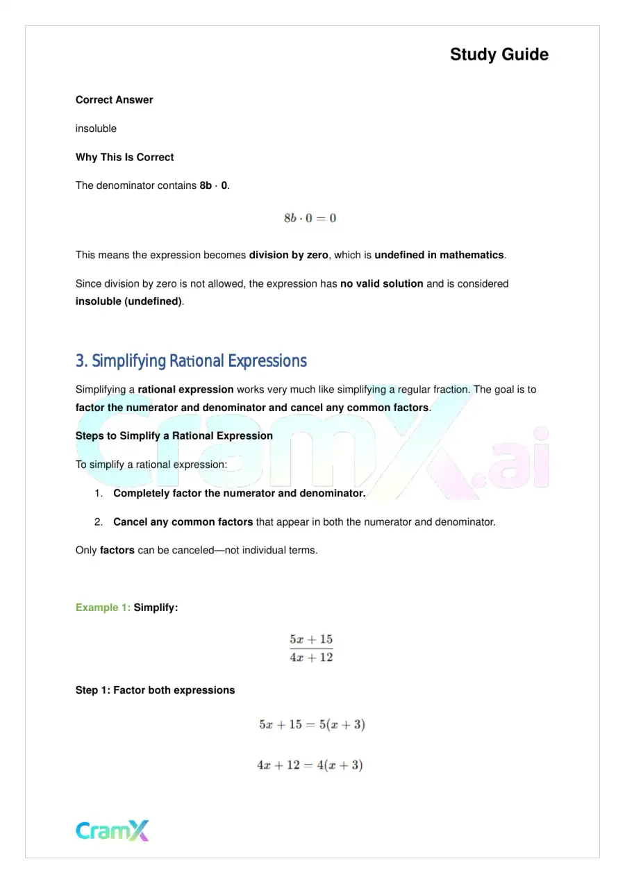 Algebra II - Rational Expressions, page 7