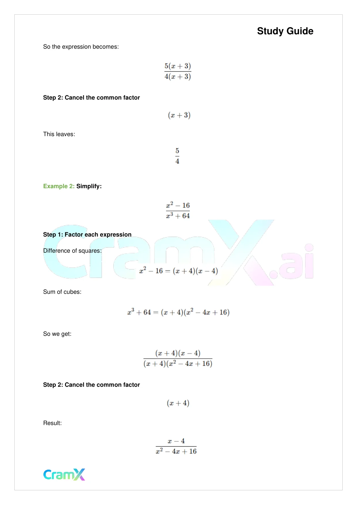 Algebra II - Rational Expressions - Page 8 preview image