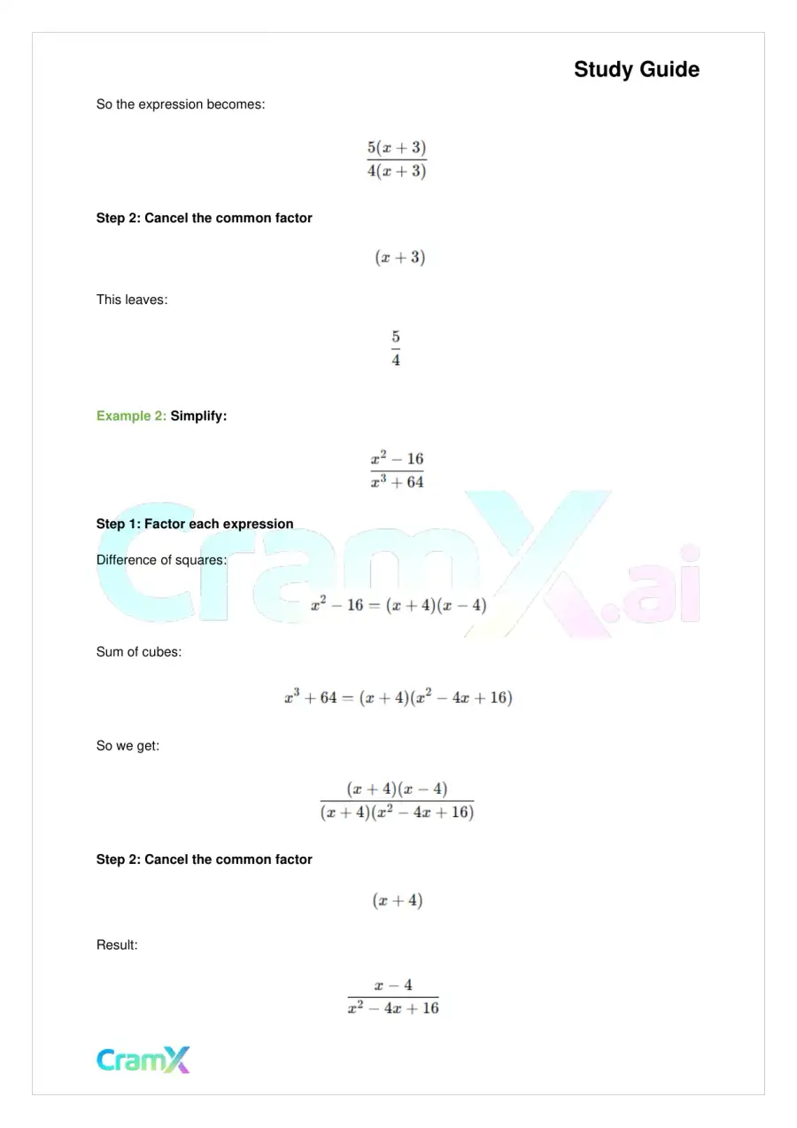 Algebra II - Rational Expressions, page 8