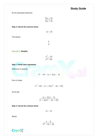 Algebra II - Rational Expressions - Page 8 preview image