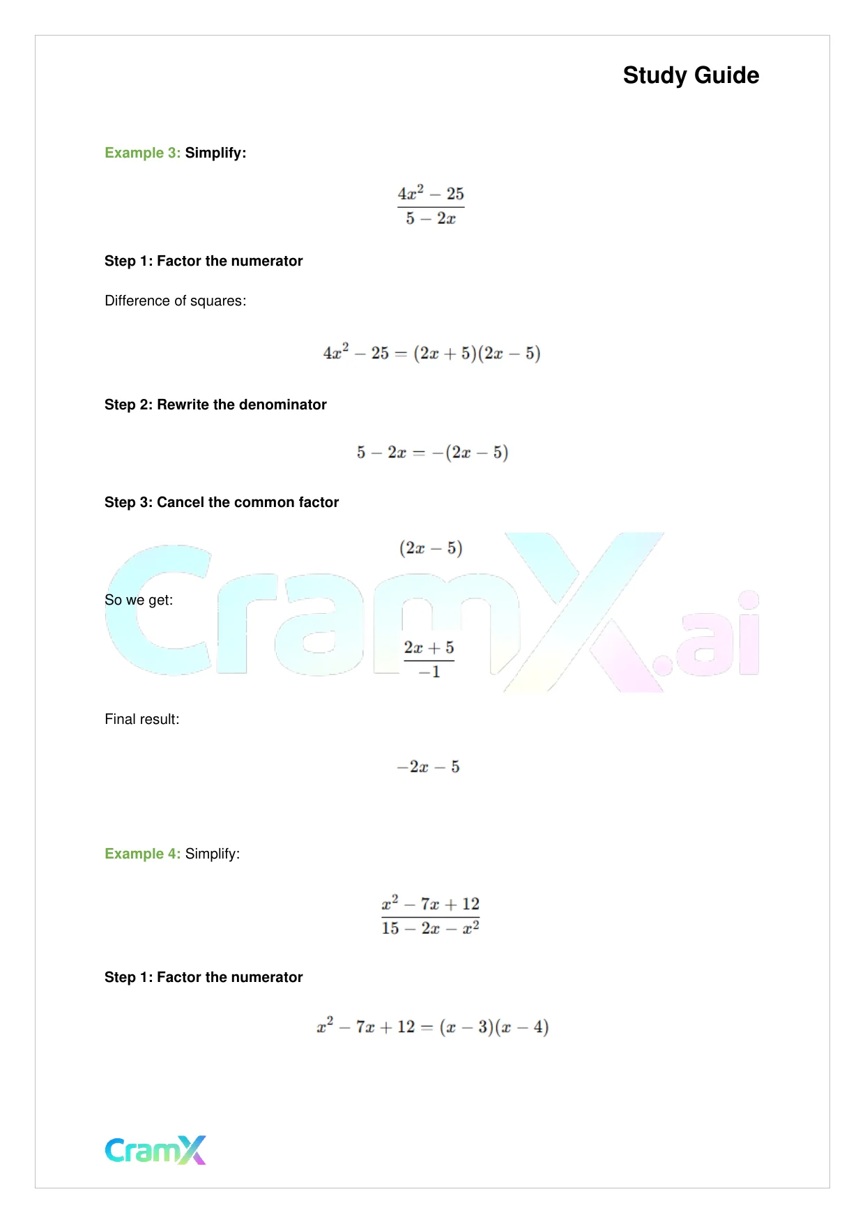 Algebra II - Rational Expressions - Page 9 preview image