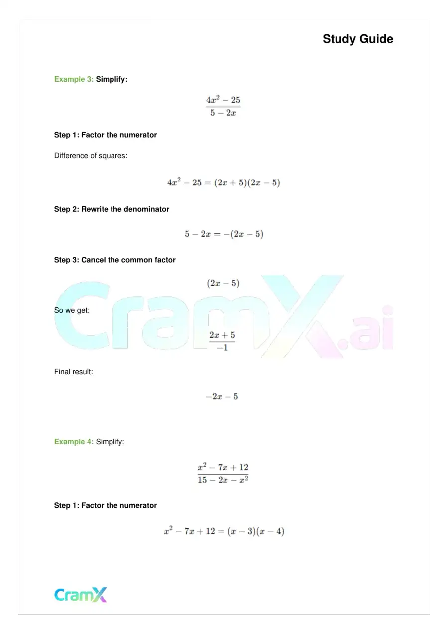 Algebra II - Rational Expressions, page 9