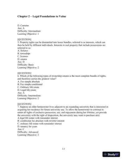 Test Bank For Real Estate Principles: A Value Approach, 4th Edition - Page 10 preview image