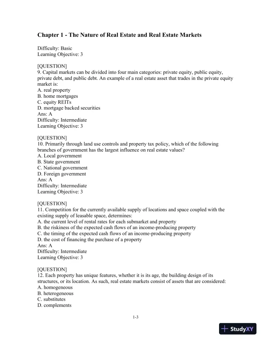 Test Bank For Real Estate Principles: A Value Approach, 4th Edition, page 4