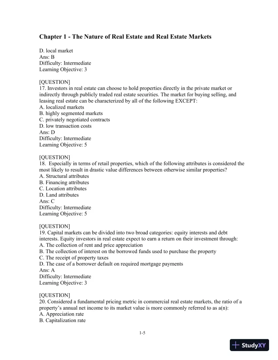 Test Bank For Real Estate Principles: A Value Approach, 4th Edition, page 6